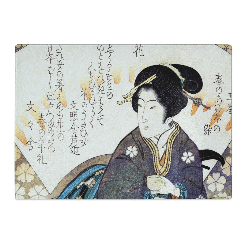 Tempered Glass Courtesan Drinking Tea by Yashima Gakutei Chopping Board, 28.5 cm x 20 cm