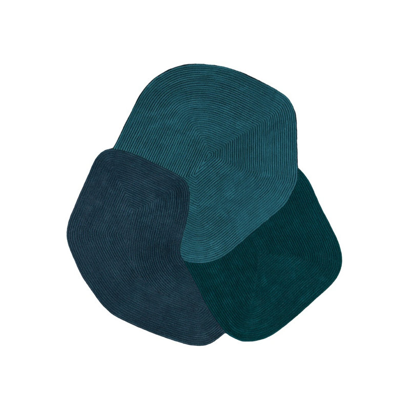 Tumulus Hand Tufted Wool Area Rug in Blue/Teal/Green, Novelty 8'5" x 8'11"