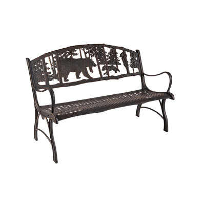 Hennessey Bear Cast Iron Park Bench by Loon Peak