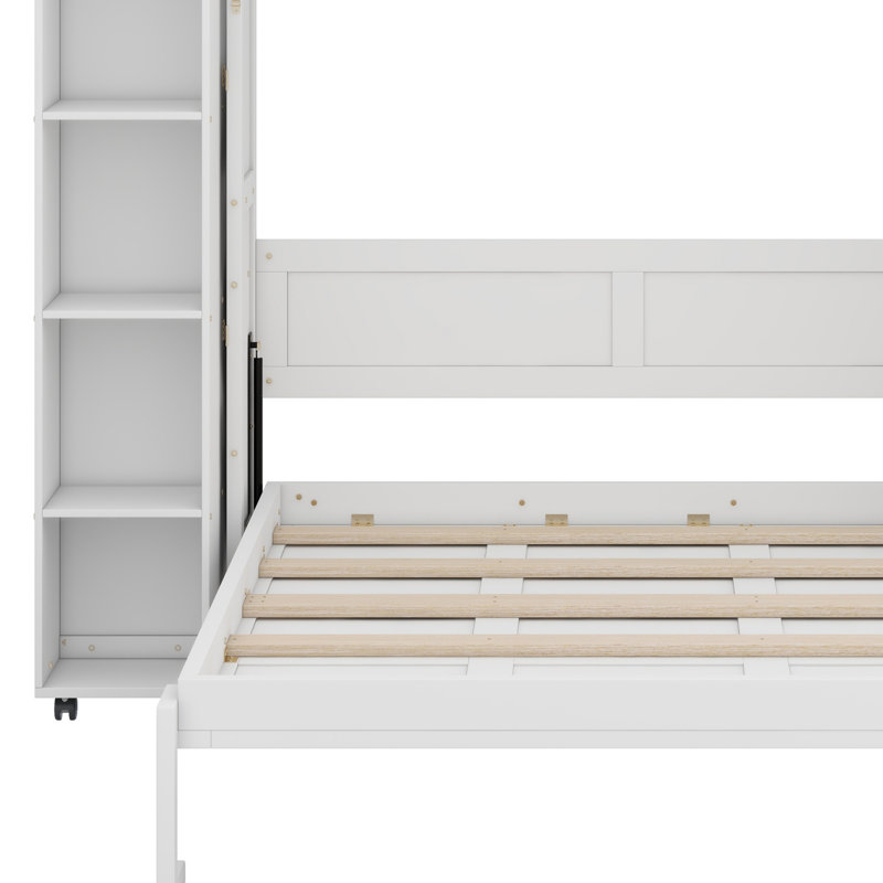 Lit escamotable mural Murphy avec portes de rangement, Blanc