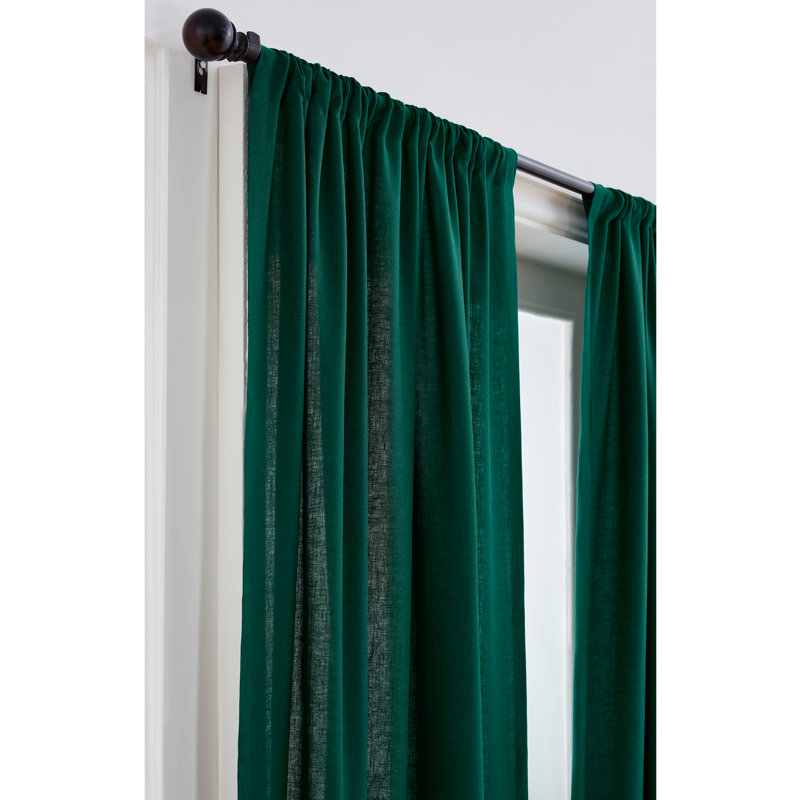 Linen Curtain with Rod Pocket, 52" W x 120" L, Rainforest