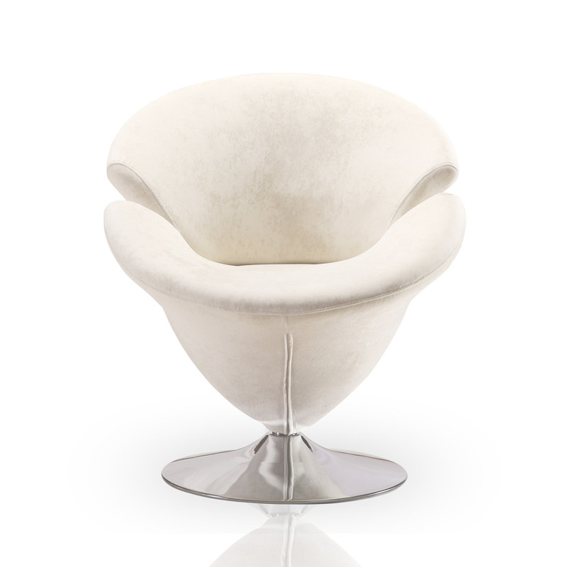 Fauteuil demi-tonneau Tulip, Velours blanc