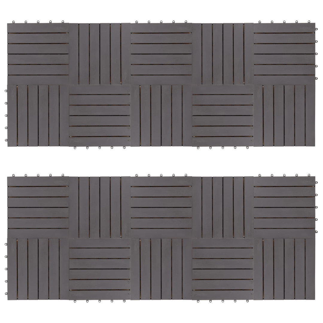 30cm L x 30cm W Acacia Hardwood Interlocking Deck Deck Tile Kit