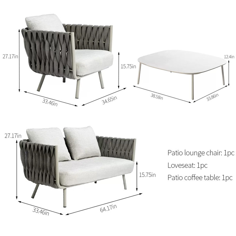 Misconis waterproof fabric patio sofa set