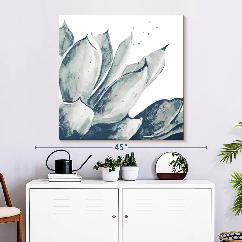 Harnek Blue Agave On White II, 33" H x 33" W