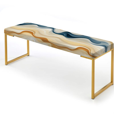 Abstract Upholstered Gold Bench