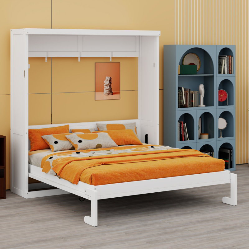 Lit escamotable peu encombrant, se plie parfaitement dans une armoire pour un usage quotidien, Double / double, Blanc