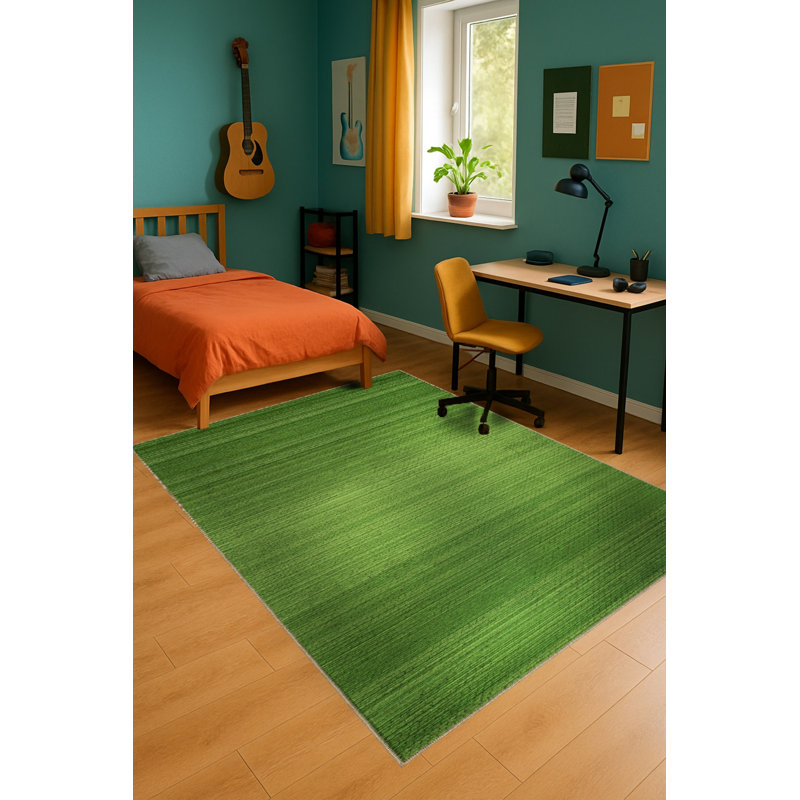 Tapis vert tissé à motif lavable Mosso, 2 pi 4 po x 3 pi 11 po