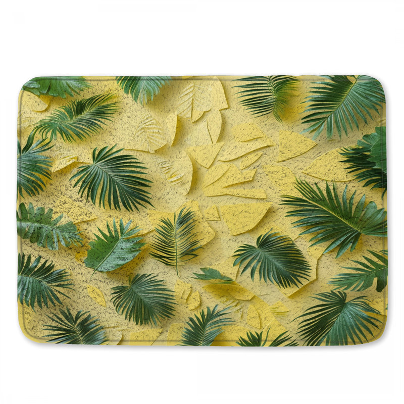 Tapis de bain feuilles de palmier tropical, L 34 po x L 21 po