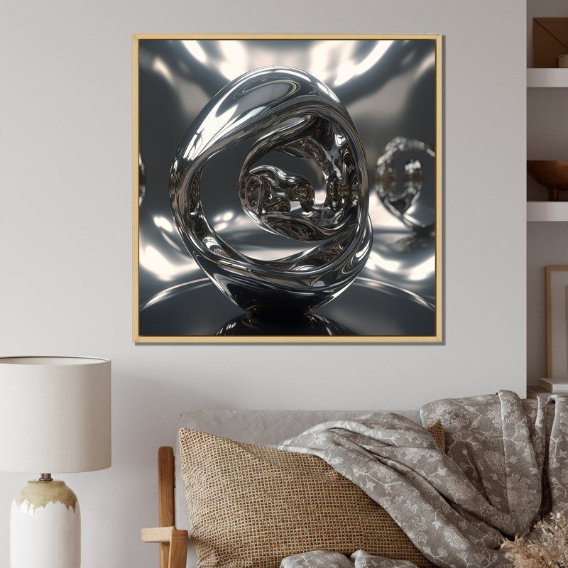 Quantum Infinity Futuristic 3D I On Canvas Print, Natural Floater Framed, 36" H x 36" W x 1.5" D