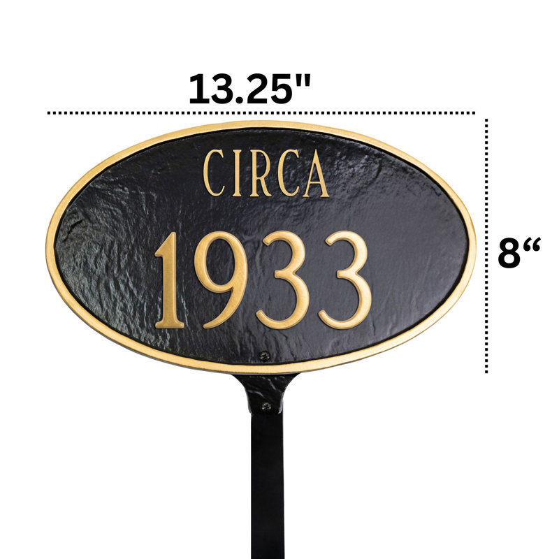 Historical 2-Line Lawn Address Sign, Black/Gold