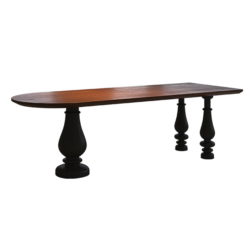 Table de salle à manger rétro en bois de frêne massif avec pieds en forme de gourde, H 29,53 po x l 78,74 po x P 31,5 po