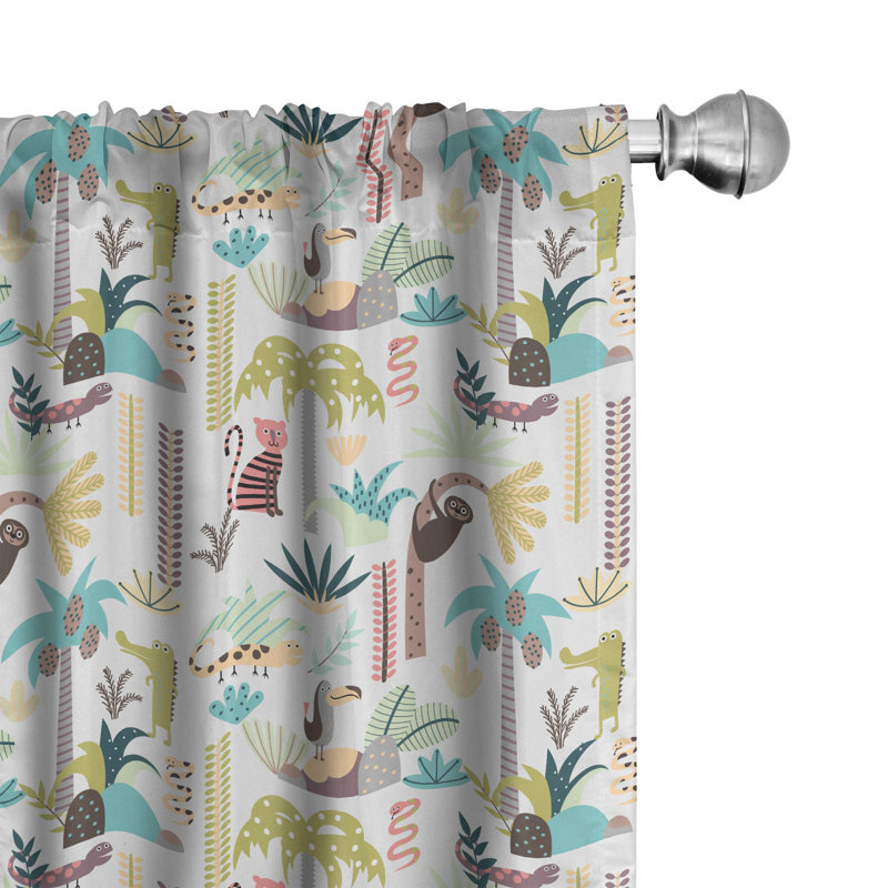 Jungle Semi-Sheer Rod Pocket Curtain Panels, 28" x 63"