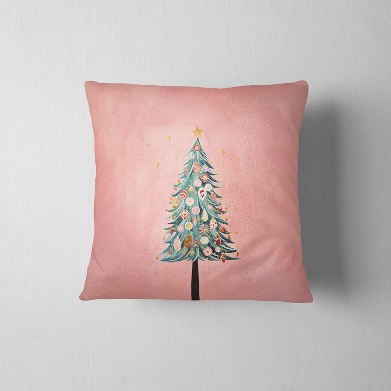Housse de coussin rose, H 16 po x l 16 po
