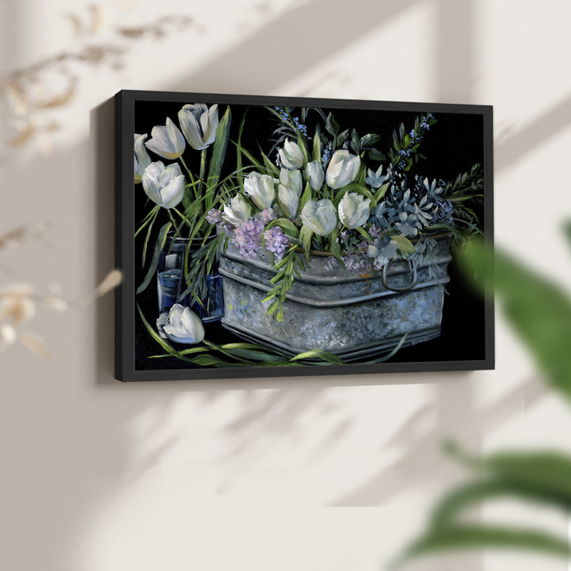 Wild Tulips - Reproduction encadrée - Restickable, H 16 po x l 20 po, Noir, noir, noir, noir