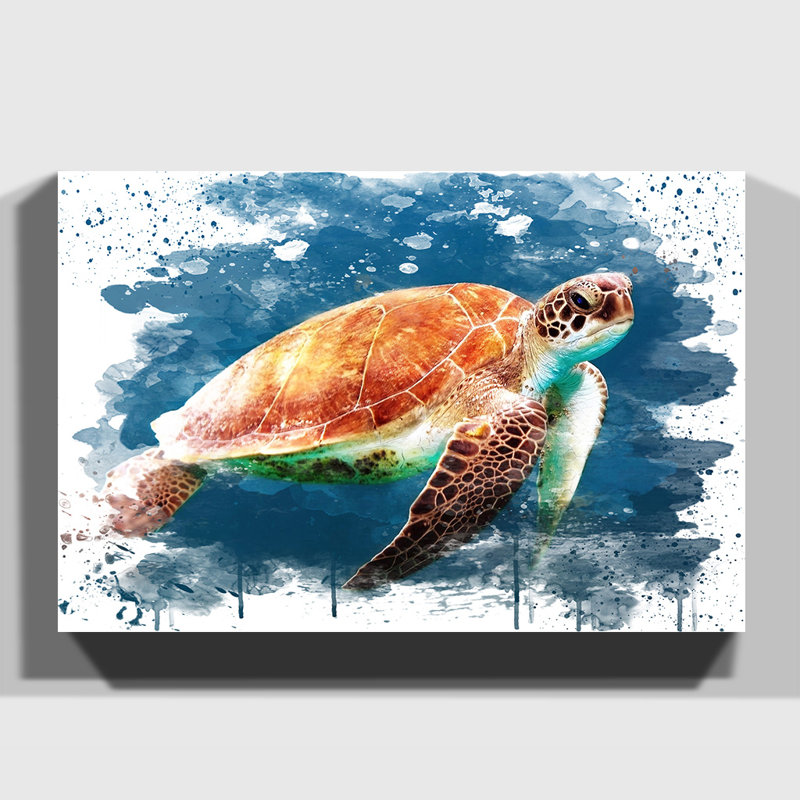 Sea Turtle - Wall Art, 50cm H x 76cm W, Wrapped Canvas