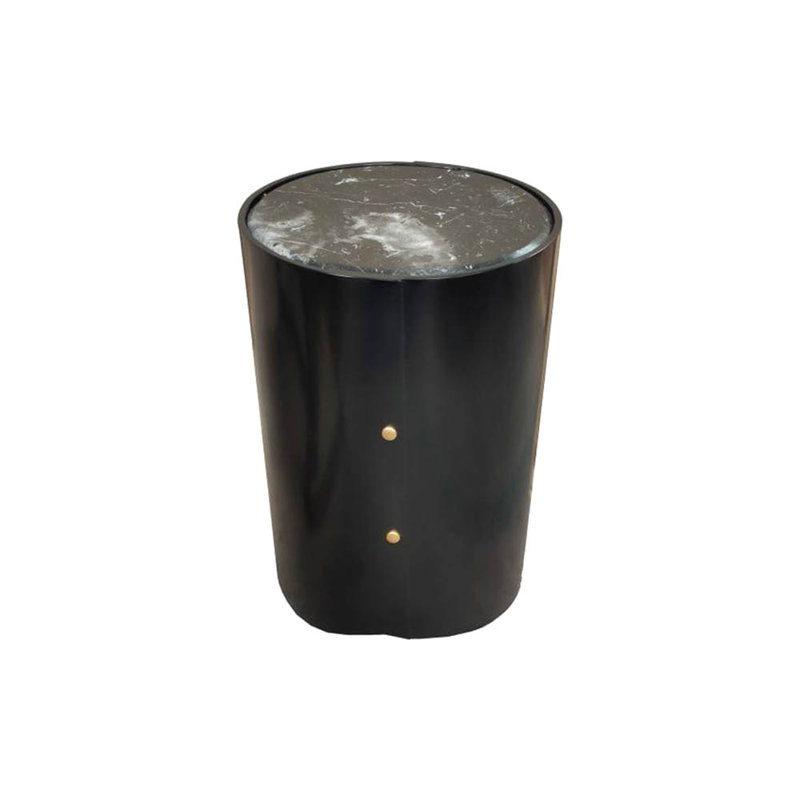 Kitel Black Round Marble Topped Side Table