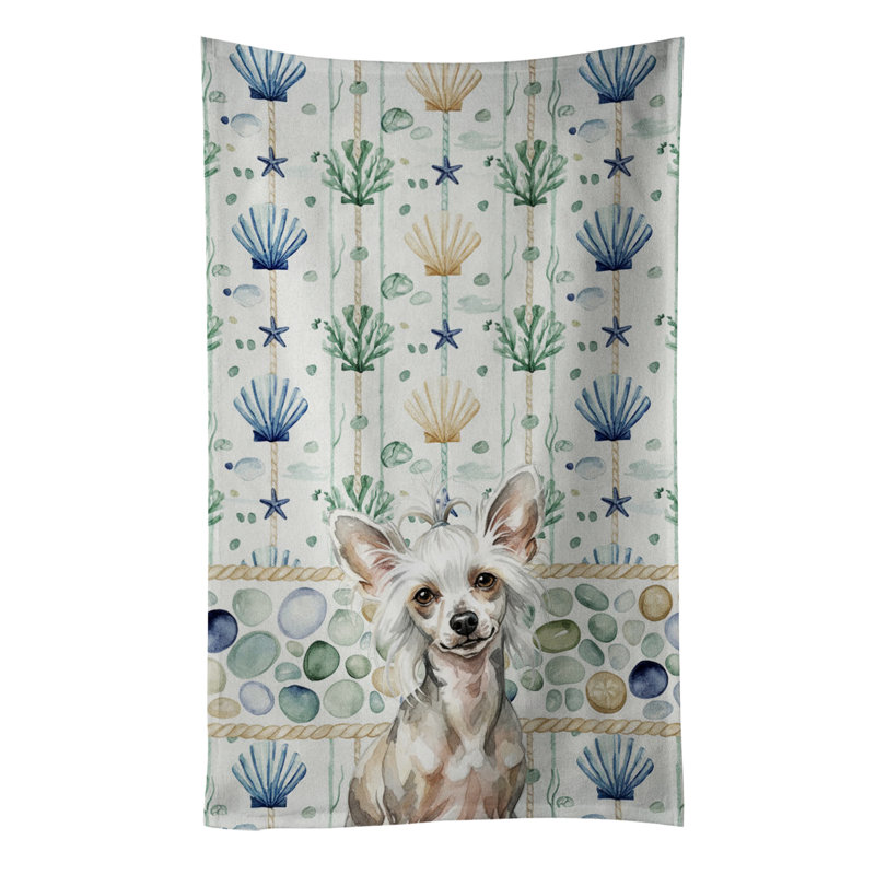 Serviette de cuisine en verre de mer, Motif chiné sans poils