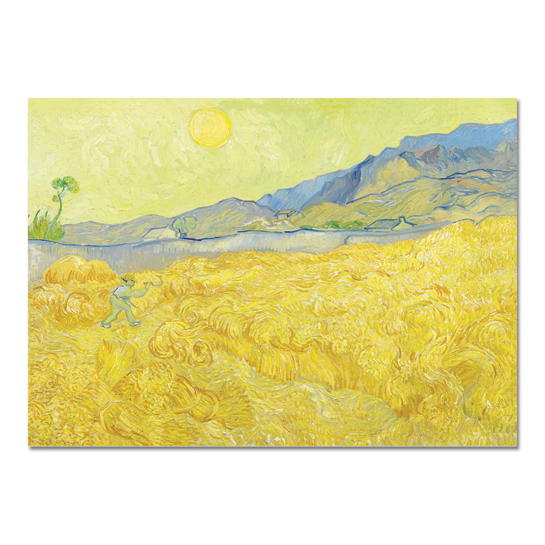 Kunstdruck Weizenfeld mit Mähmaschine von Vincent Van Gogh