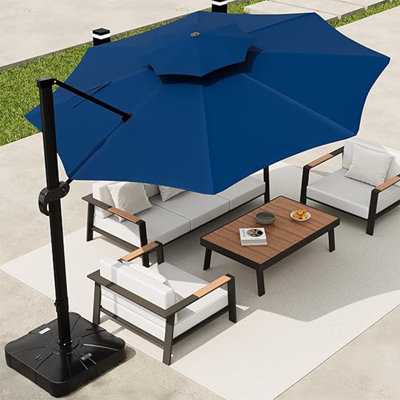 10 ft x 10 ft Cantilever Patio Umbrella with 360 Degree Rotation and Adjustable Height Heavy Duty Aluminum Outdoor Umbrella for Garden Poolside