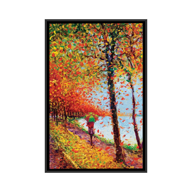 Iris Scott - Emma Walks Lakeview, reproduction d'art sur toile tendue, Toile avec cadre noir, Pas de tapis