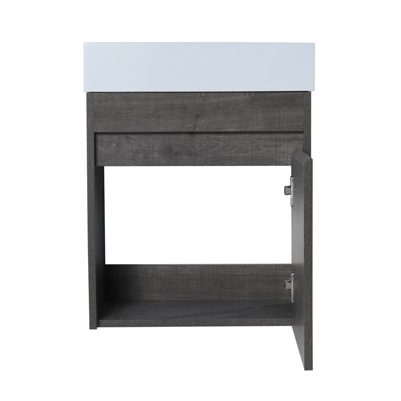 Jefferson 18" Floating Wall-Mounted Bathroom Vanity, Gray