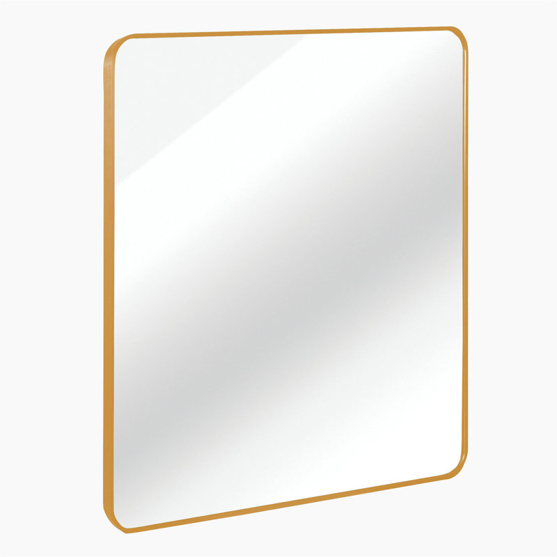 36In X 36In Inch Gold Metal Framed Square Bathrrom Mirror For Wall., Gold, 36.03" x 30.03"
