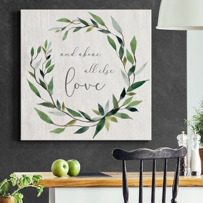 Bay Leaf Love - Wrapped Canvas Textual Art Print -  Gracie Oaks, 5A47BB8B3B8743CBB9BC2A083A24063F