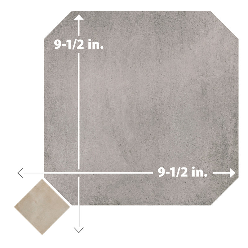 Laverton Octagon W/Taco 7-7/8 In. X 7-7/8 In. Porcelain Floor And Wall Tile, Gray/Ivory