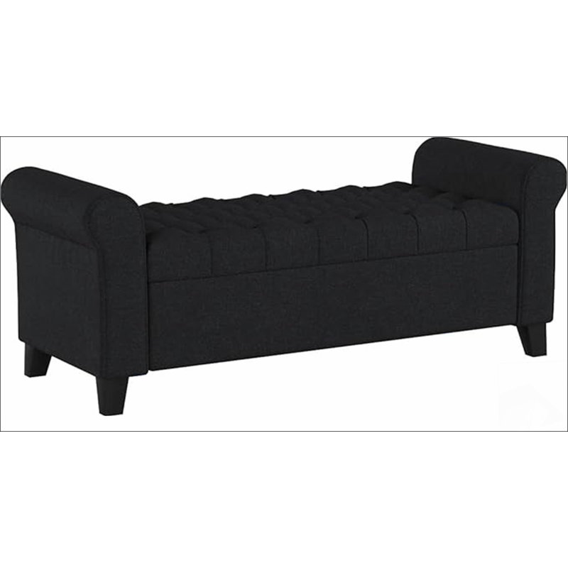 HAYES ARMED STORAGE BENCH A solid basic framework, comfortable, durable and beautiful, Dark Gray