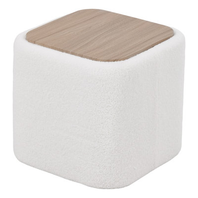 Modern Cube Storage Footstool Ottoman with Reversible Lid