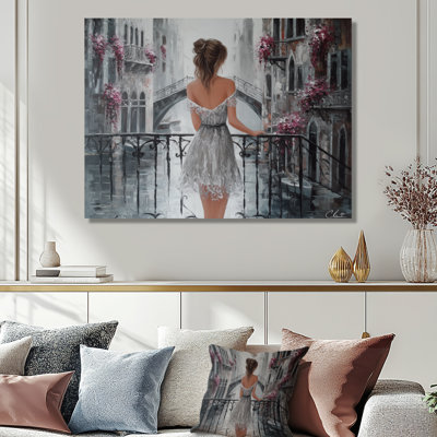 Woman In Italy On Wedding Day - Fashion Woman Wall Art, Grey Fashion Canvas Print