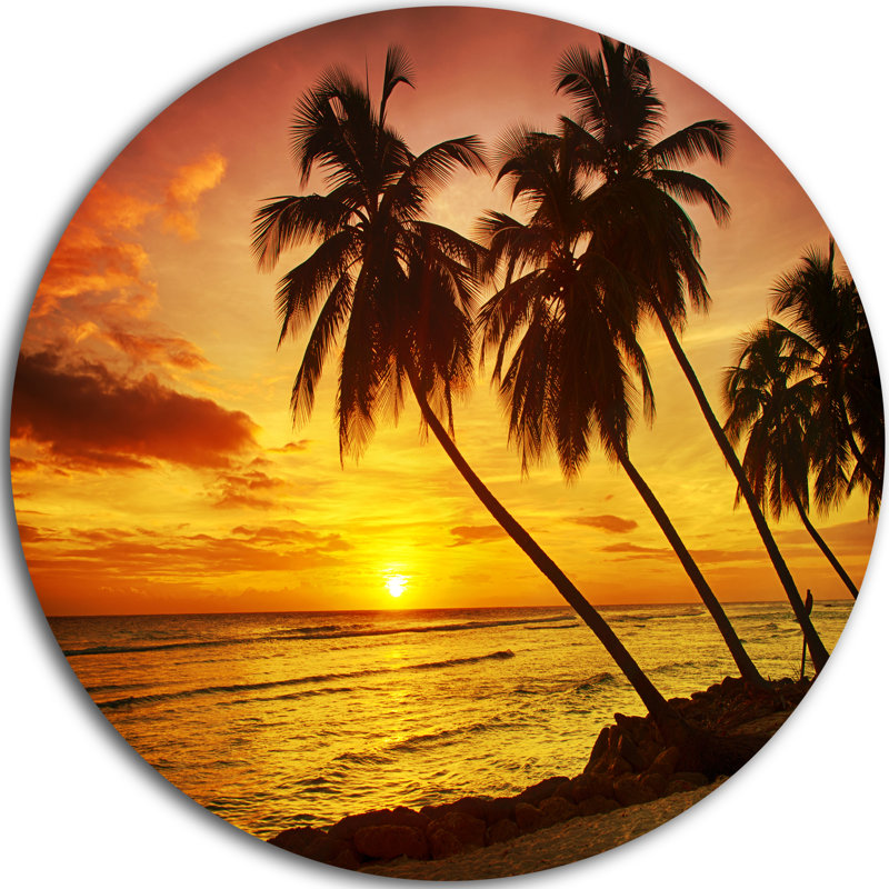 « barbade island soir mer shore », reproduction de photo sur métal, H 23 po x l 23 po x P 1 po
