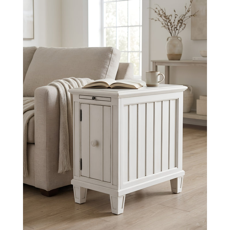 Belford End Table with Storage, Antique White