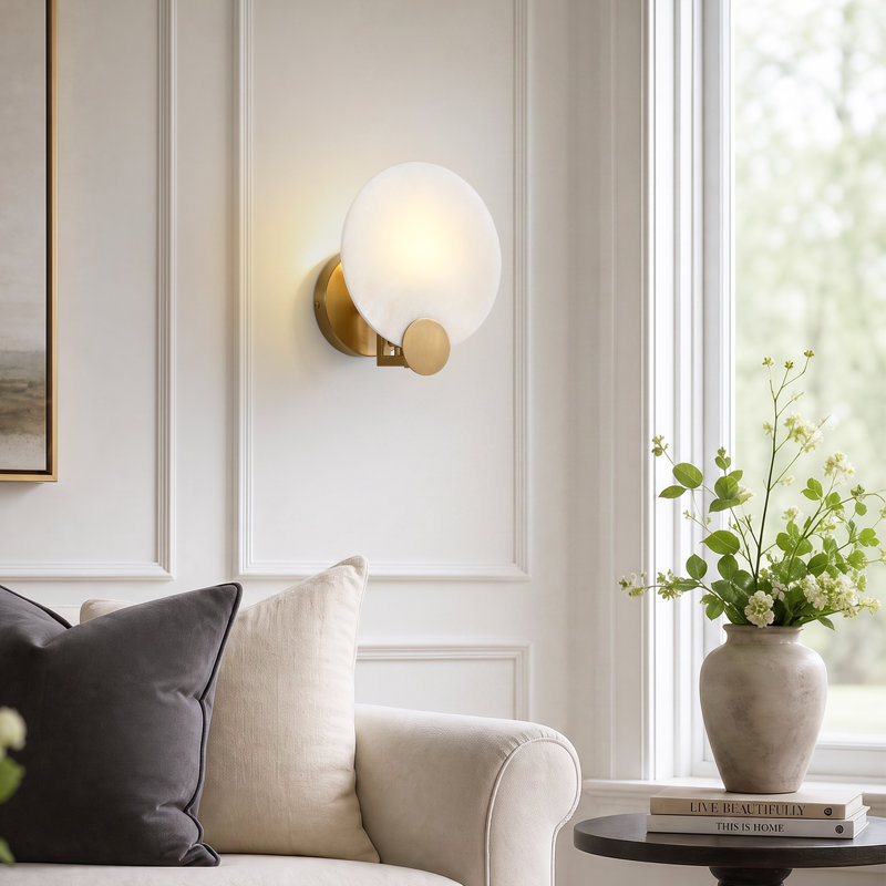 7.87" Modern Alabaster Wall Sconce