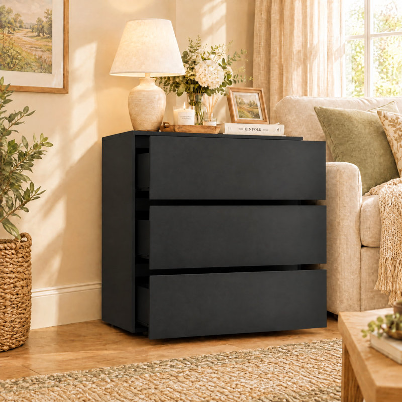 30.3 " W 3 - Drawer Dresser, Black