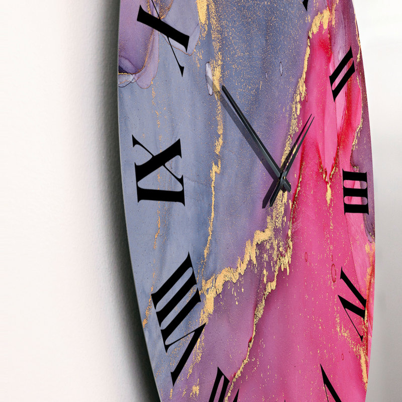 Horloge murale moderne rouge et grise de luxe avec art abstrait I, Grand