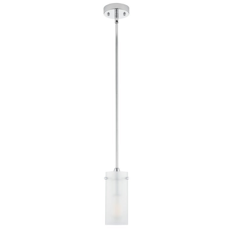 Luminaire suspendu cylindrique à 1 lumière Angelina, Polished Chrome, Frosted, Small Shade