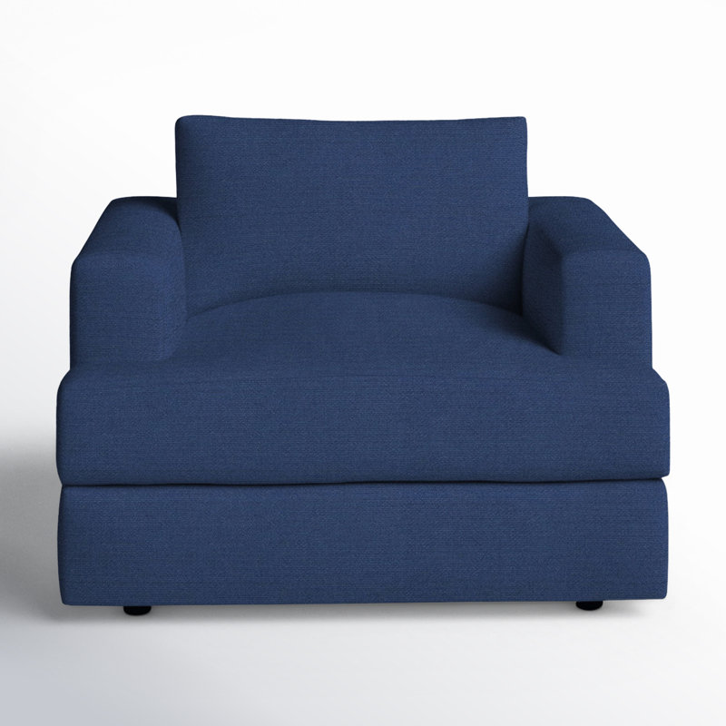 Cayden Upholstered Chair And A Half, Canvas Navy Sunbrella® Canvas