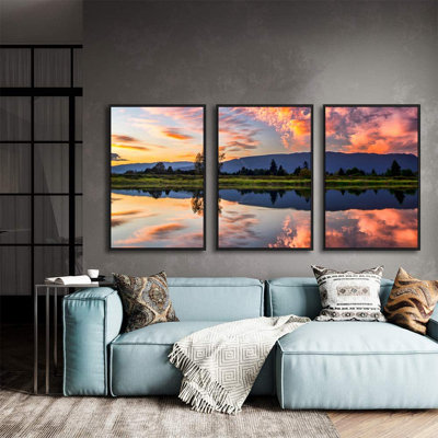 IDÉE4WALL, art mural sur toile encadré pour le salon, la chambre à coucher, belle nature, paysage de la Norvège, impressions sur toile pour décoration intérieure moderne prête à être accrochée - panneaux de 24 po x 36 po x 3 po