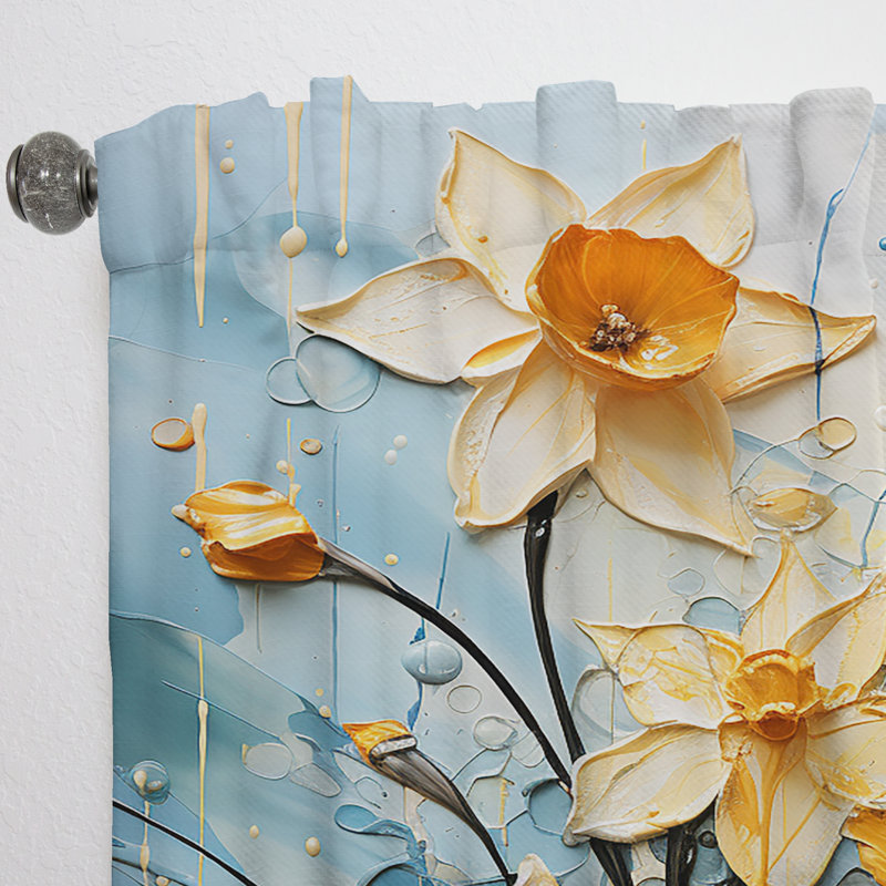 Chadburn Daffodil Bloom Sunshine II - Traditional Curtain - Velvet Room Darkening - 1 panel, 52" W x 95" L