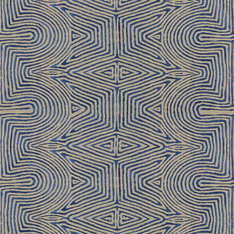 Prism Julia Emb Fabric, Flax/Blue