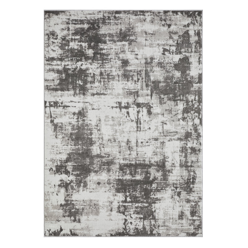 Tapis abstrait en polypropylène tissé à la main Sharitta, Rectangle 7 pi 10 po x 9 pi 10 po