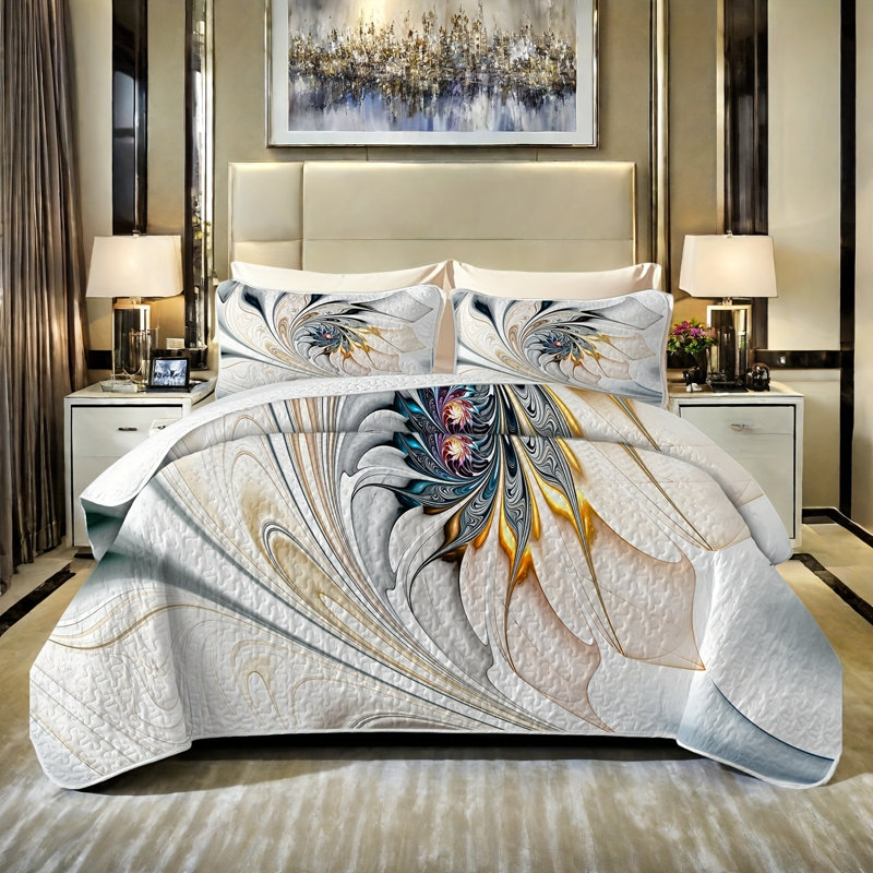 3 Pieces Full/queen/king Size Puffy Quilt Set, Reversible Bedspread Coverlet, All Seasons, Rustic Quilted Blanket Bedding Sets With Pillow Shams, Modern Style Thin Comforter, 2 Pieces Twin Quilt Set