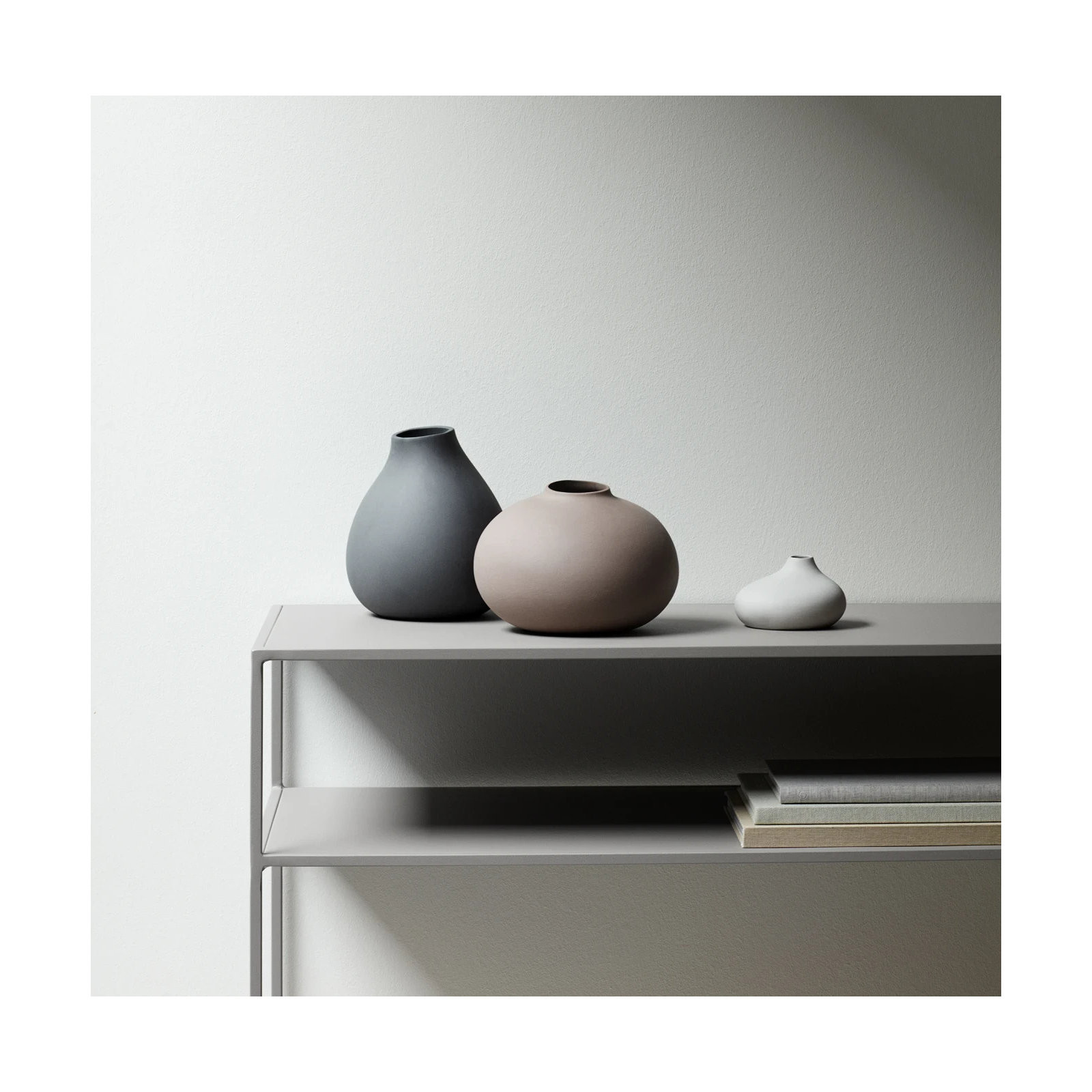 NONA Porcelain Table Mini Vase 3 Piece Set, Bark/Microchip/Pewter