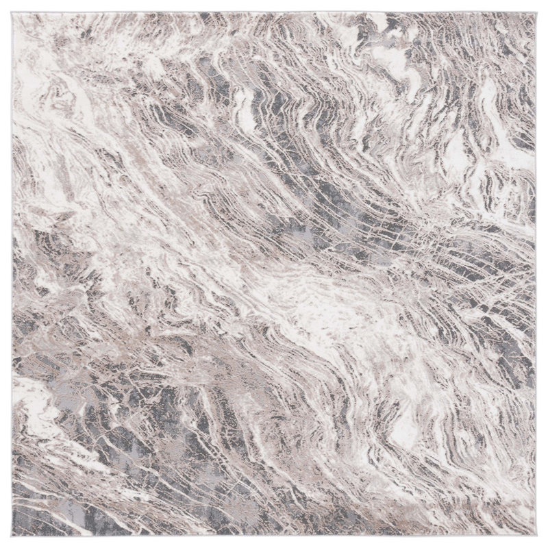 Tapis gris / ivoire Vogue 162, Carré 6 pi 7 po