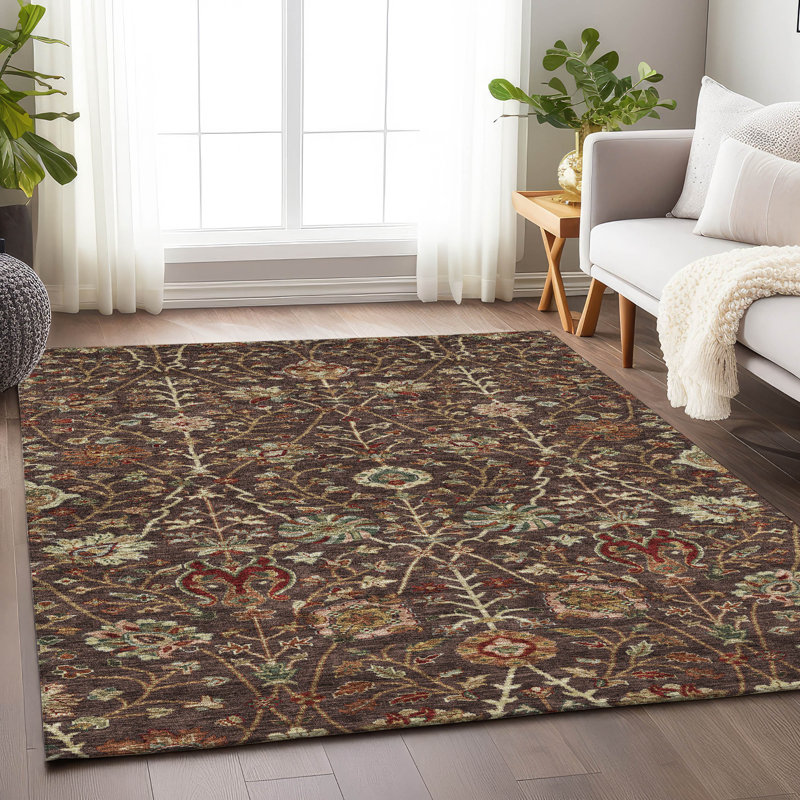 Red Synthetic Washable Rectangular 3' x 5' Area Rug