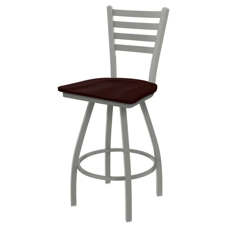 Tabouret de bar pivotant de 30" Evers, Chêne cerisier foncé, Nickel anodisé