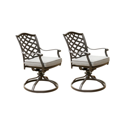 Chaise berçante pivotante d'extérieur en aluminium avec coussin, ensemble de 2 chaises de cuisine