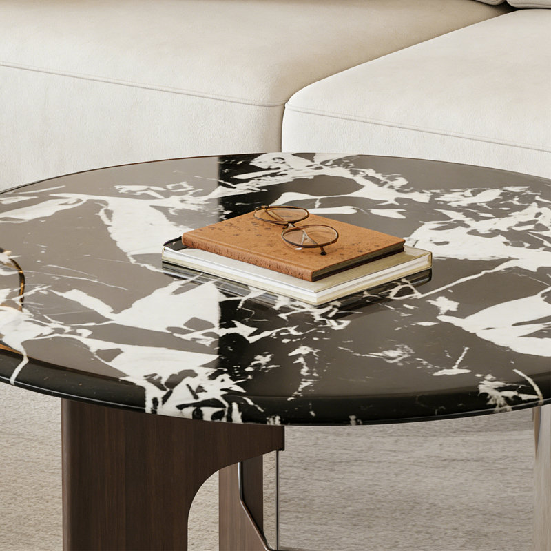 Table basse Luxury, H 15,7 po x l 35,4 po x P 35,4 po, Blanc/Noir